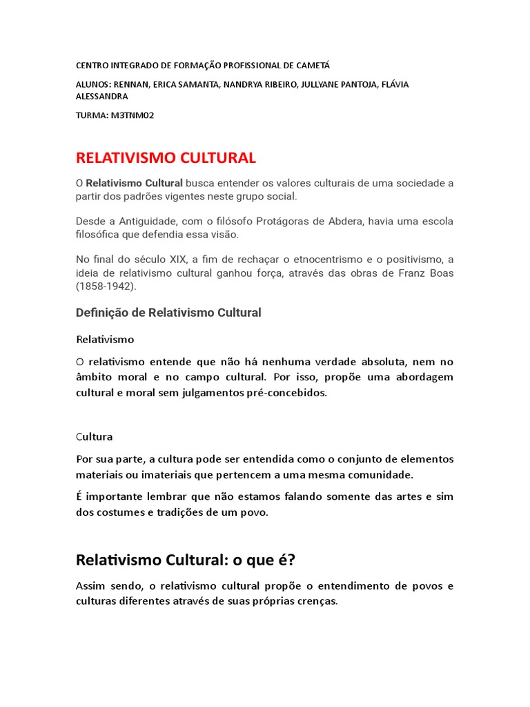 Relativismo Cultural: o Que É? | PDF