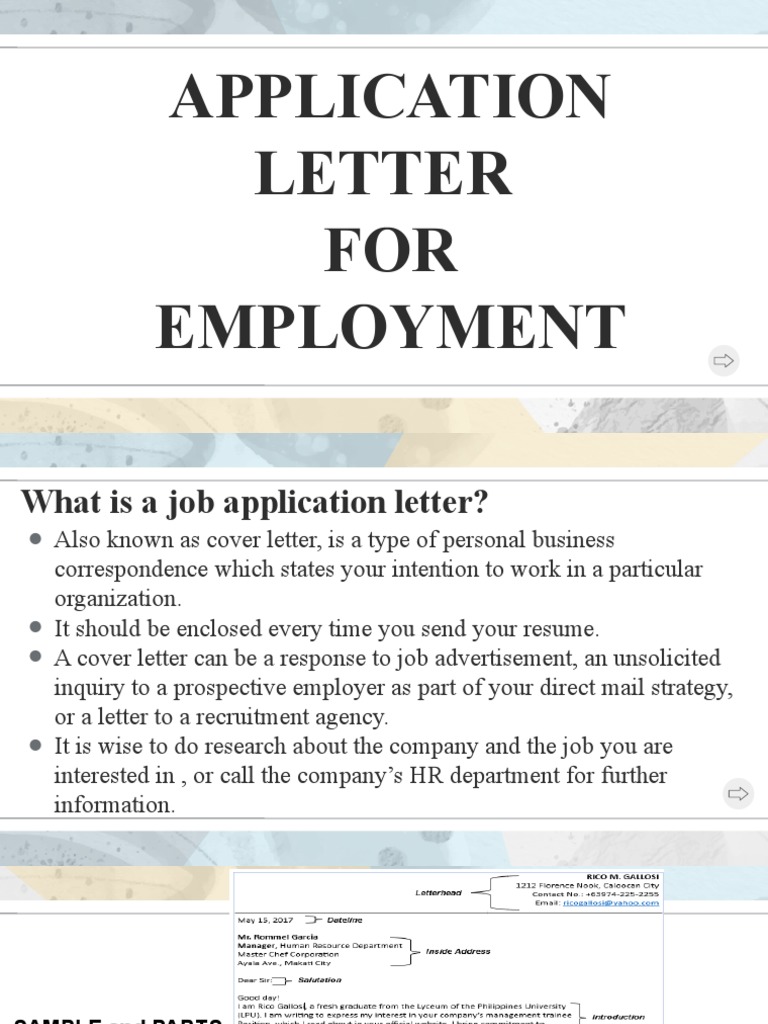 Application Letter For Employment | PDF