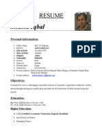 Shahid Iqbal: Resume