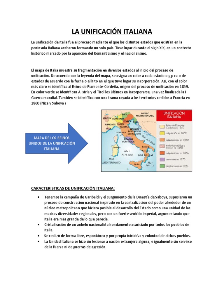 La Unificación Italiana | Descargar gratis PDF | Reino de italia | Italia