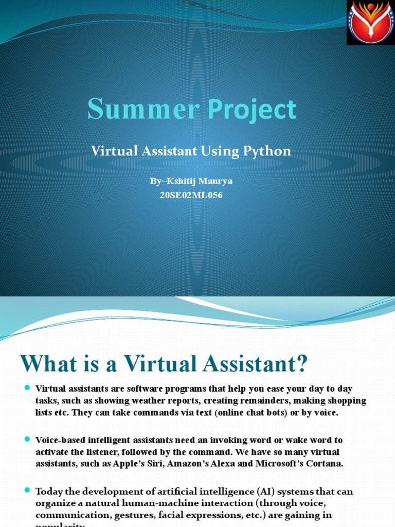 Virtual Assistant Using Python | PDF | Python (Programming Language ...
