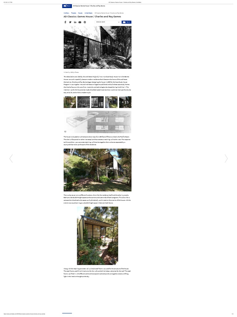 Ad Classics Eames House Charles And Ray Eames Archdaily Pdf