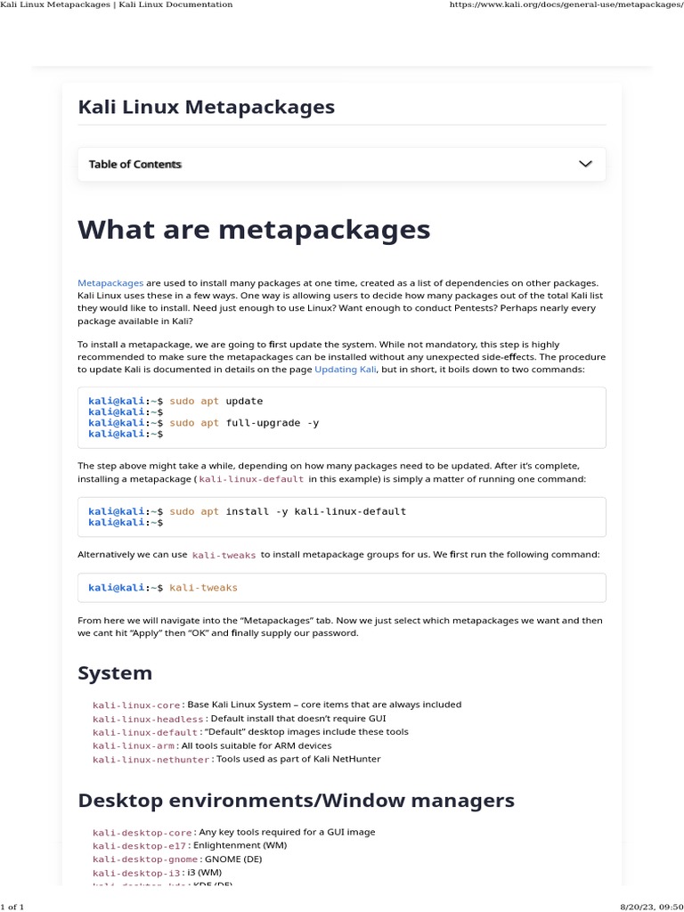 Kali linux metapackages kali linux documentation pdf desktop