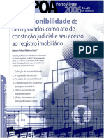 A Indisponibilidade de Bens Privados Como Ato de Constrição Judicial e Seu Acesso Ao Registro Imobiliário - 2006-0328-0084 - 0095-BDI