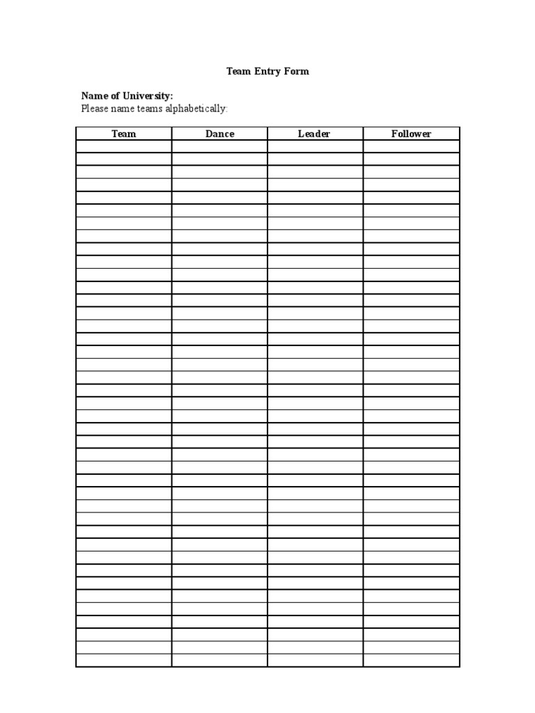 University Team Entry Form | PDF