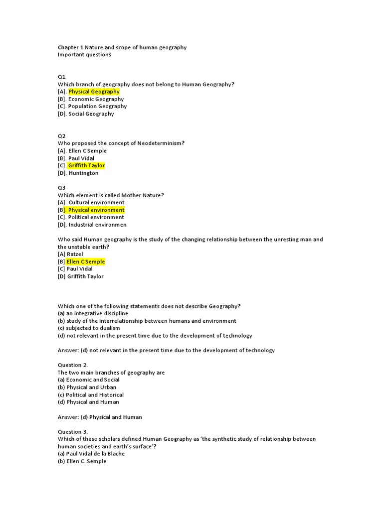 Describe The Nature And Scope Of Human Geography