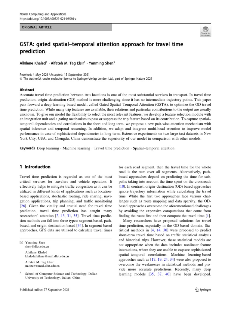 GSTA: Deep Learning for Travel Time Prediction | PDF