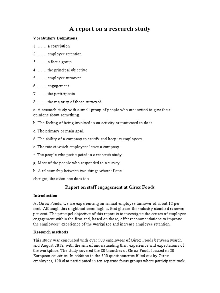 Exercise - A Report On A Research Study-1 | PDF