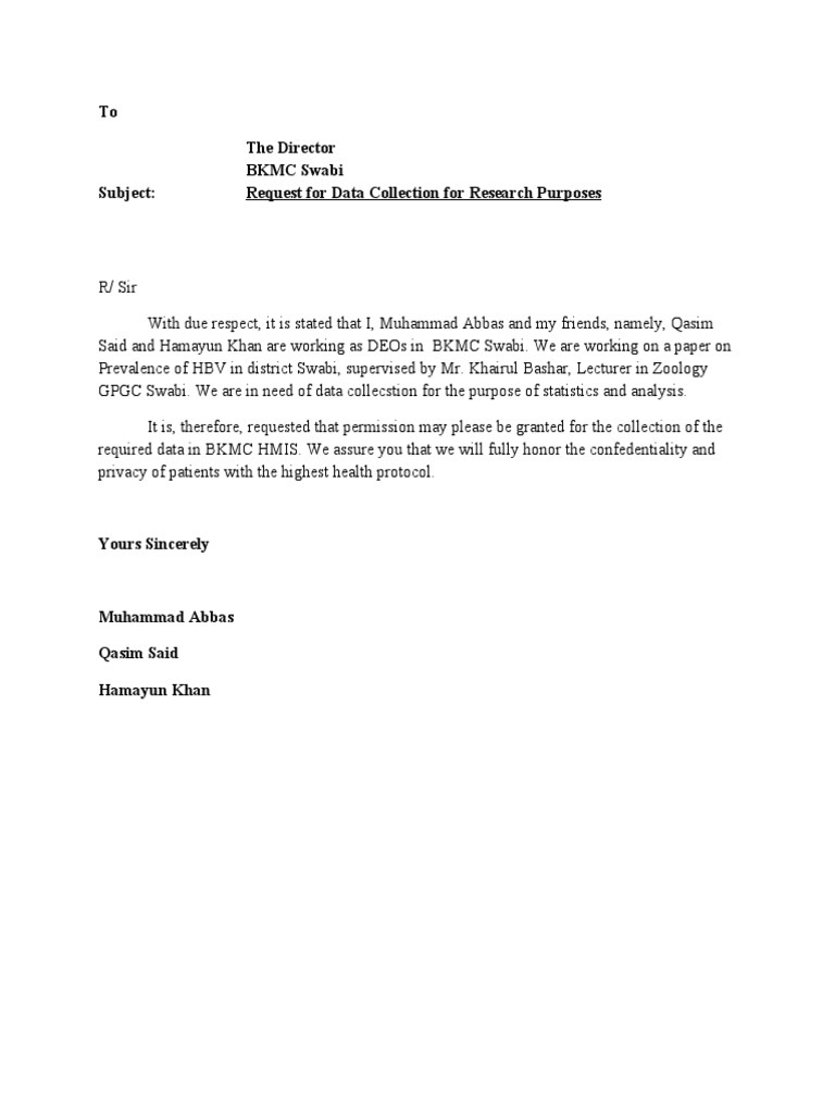 Data Collection Request for HBV Research | PDF | Wellness