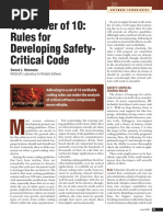 The Power of 10: Rules For Developing Safety-Critical Code