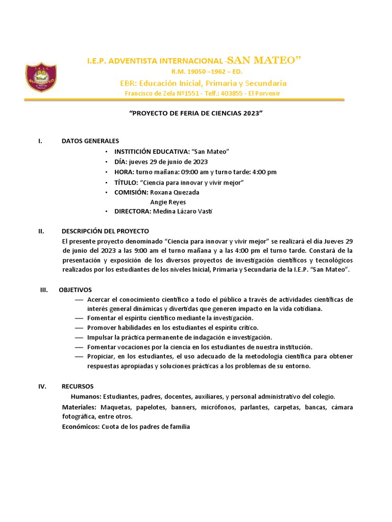 Proyecto Feria de Ciencias | PDF | Science