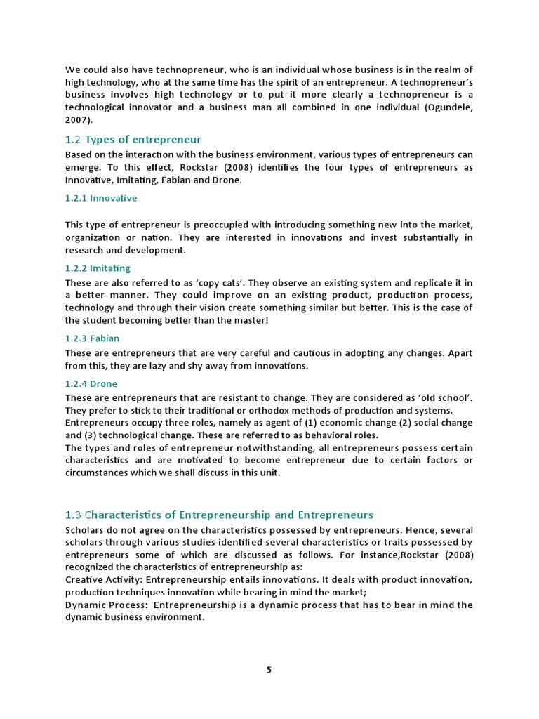 5-12 Characteristics of Entrepreneurship and Entrepreneurs | PDF ...