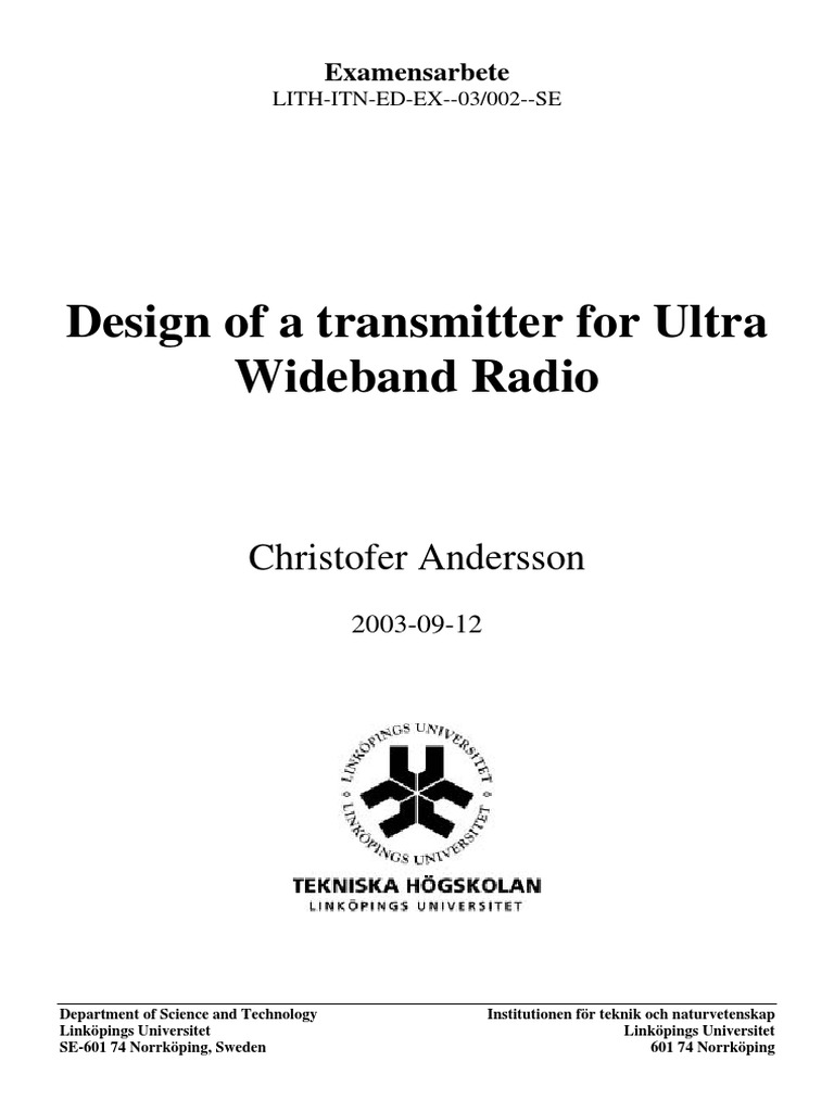 Ultra Wideband Radio Transmitter Design | PDF | Ultra Wideband | Amplifier