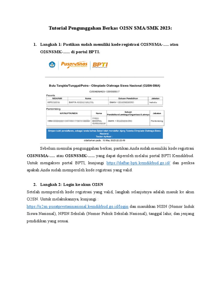 Panduan Unggah Berkas O2SN SMA 2023 | PDF | Karier & Perkembangan | Bisnis
