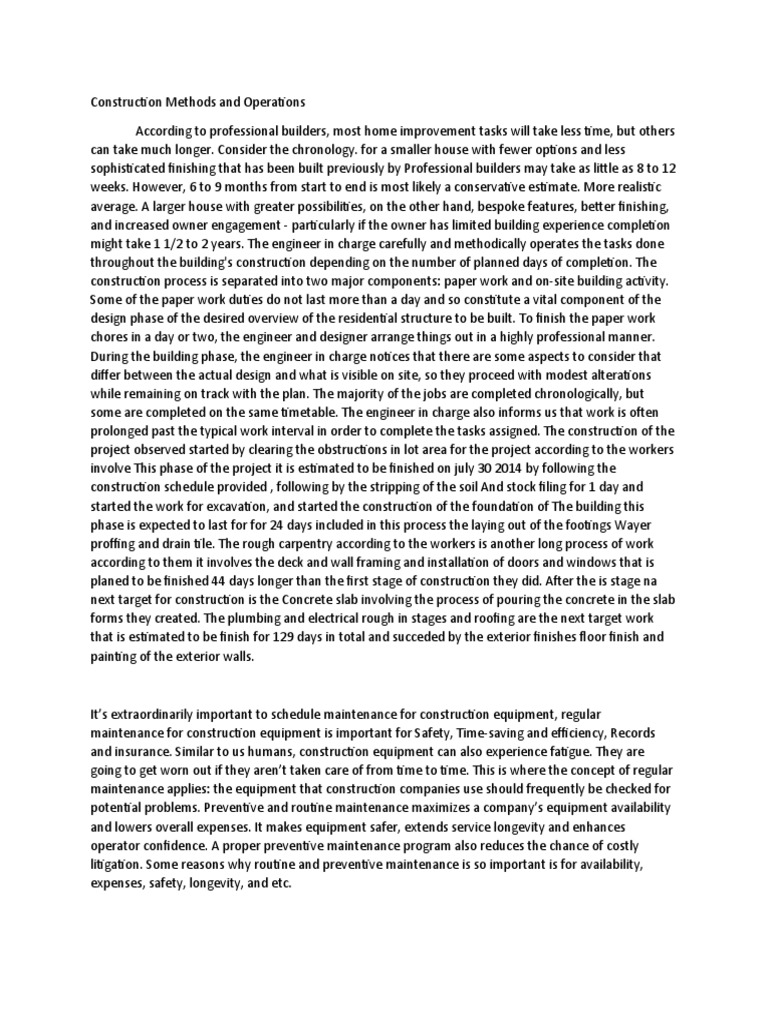 On-Site Construction Methods Overview | PDF | Personal Protective ...