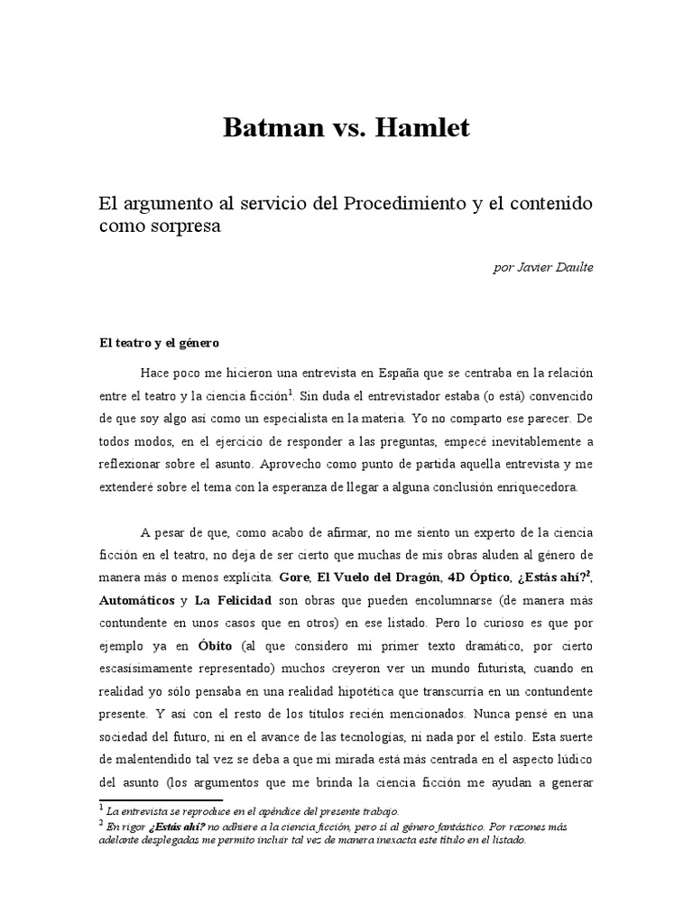 Batman vs hamlet pdf verdad argumento