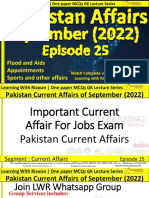 September Pakistan Current Affairs Episode 25