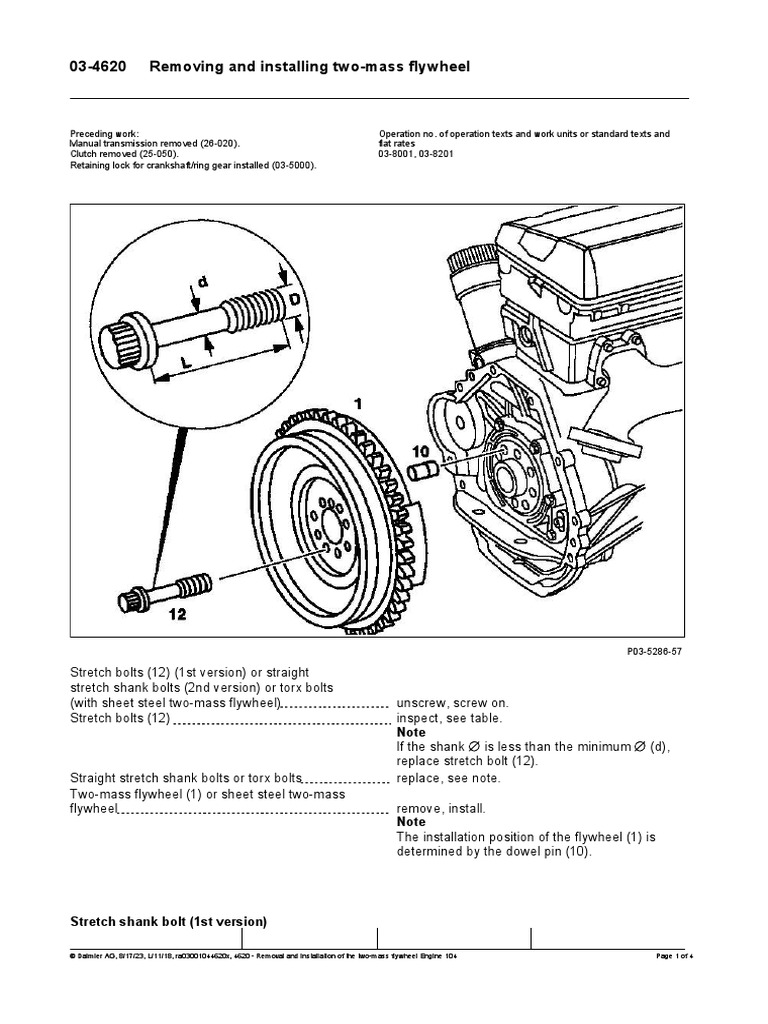 Two-Mass Flywheel Installation Guide | PDF | Screw | Vehicles