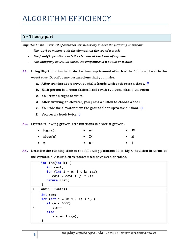 2023 CSC10004 22CLC03 HW02 AlgorithmEfficiency | PDF | String (Computer ...
