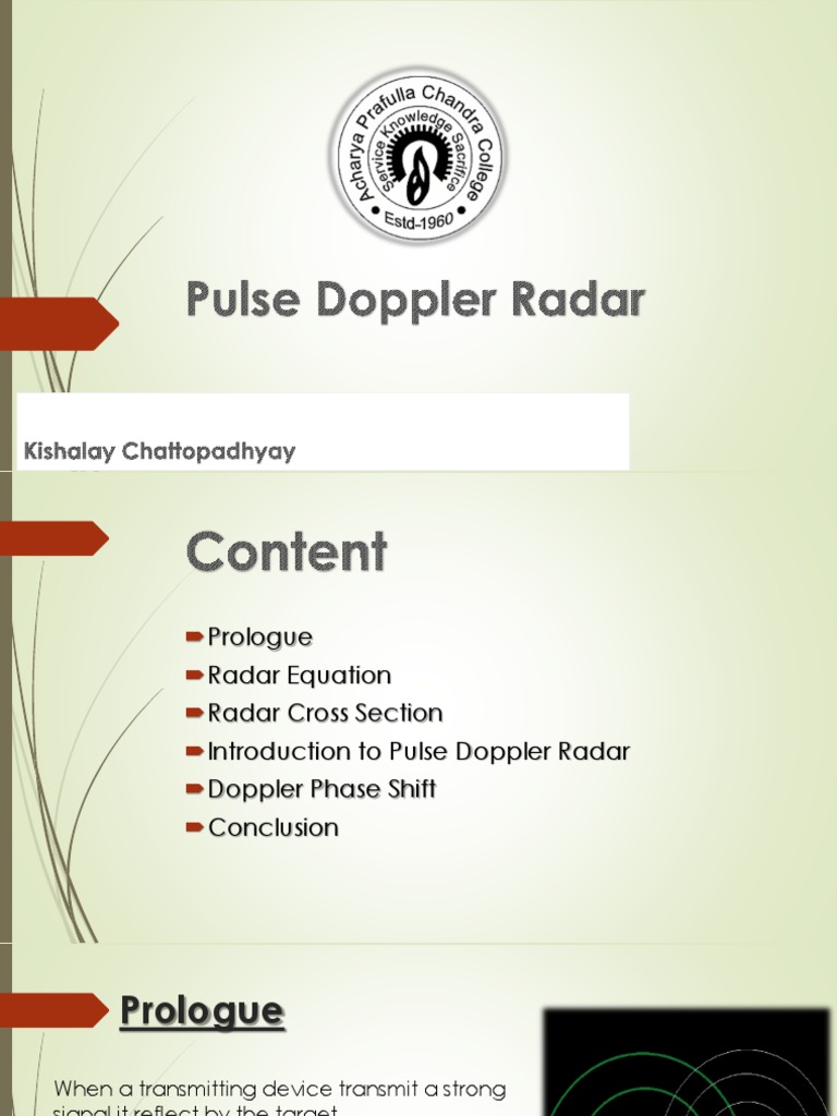 Pulse Doppler Radar by KISALAY PDF