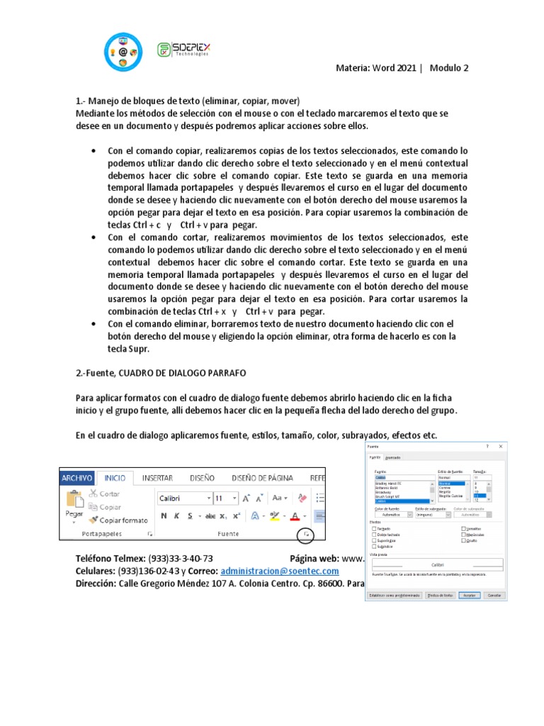 Guía De Word 2021 Texto Y Formato Pdf