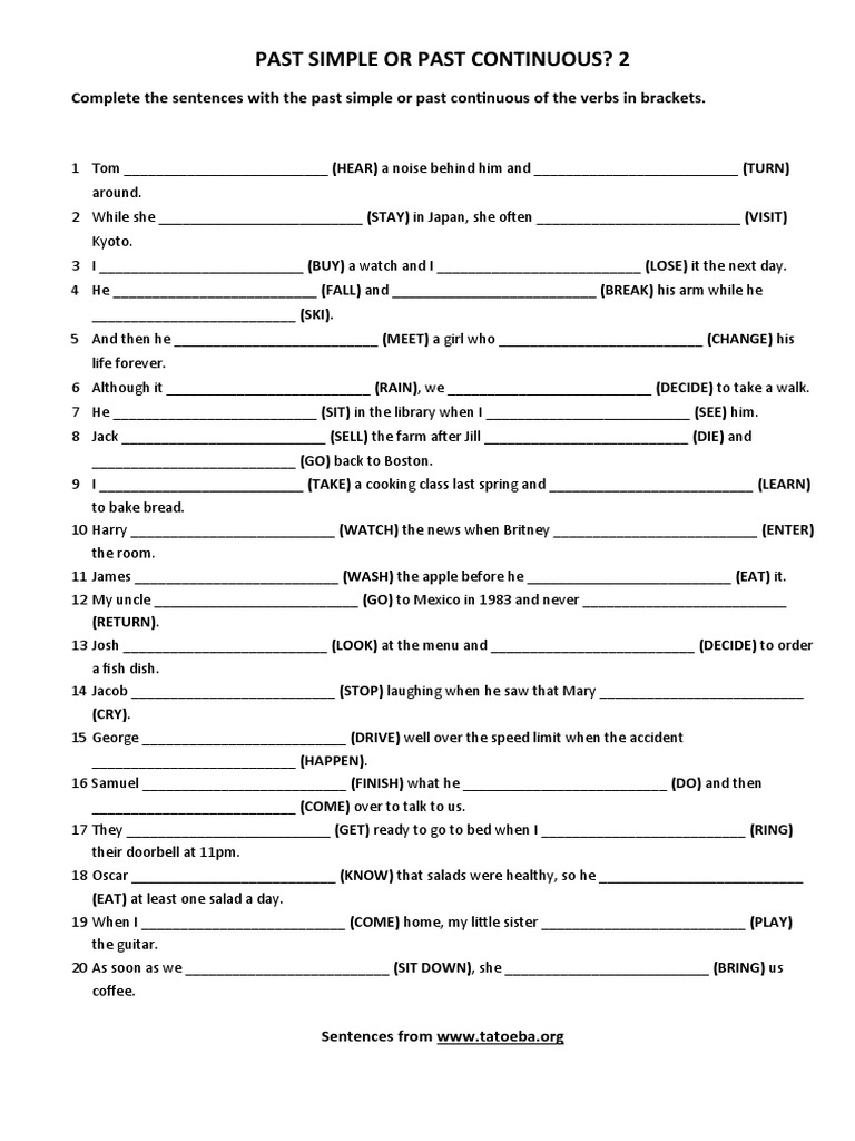 Past Simple or Past Continuous 2 - 99758 | PDF