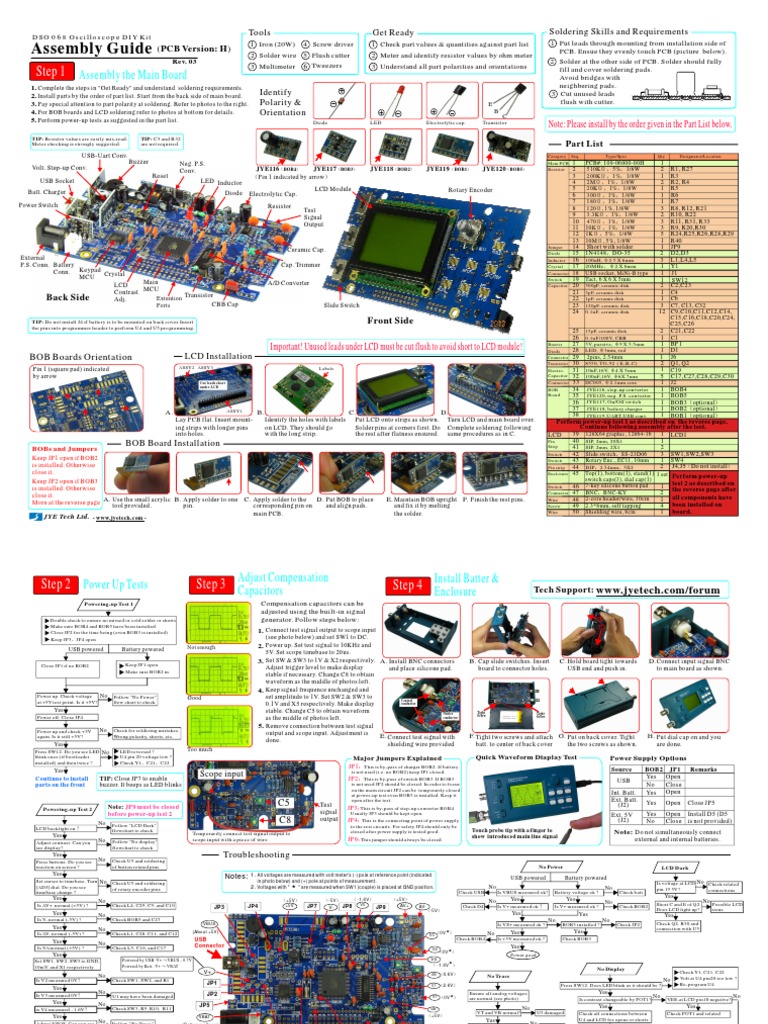DSO 068 Oscilloscope DIY Assembly Guide | PDF | Printed Circuit Board ...