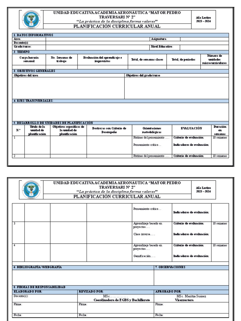 Formato De Pca 2023 2024 Pdf