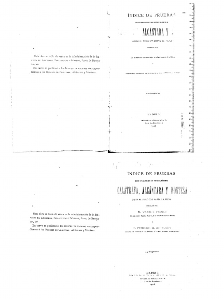 Caballeros Orden de Calatrava Desde Siglo XVI 1903 PDF