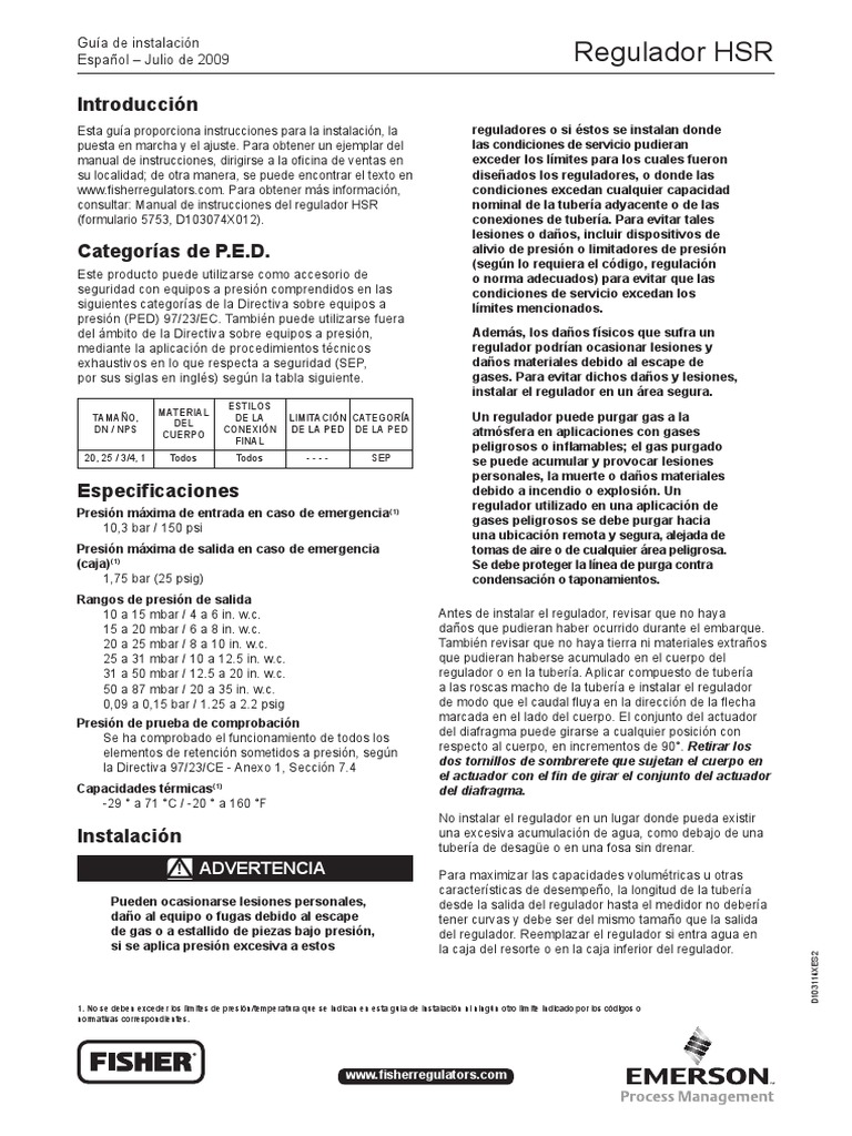 Installation Guide HSR Fisher Es 127480 | PDF | Tecnología