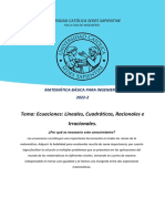 Tema 02. Ecuaciones Lineales, Cuadráticas, Racionales e Irracionales