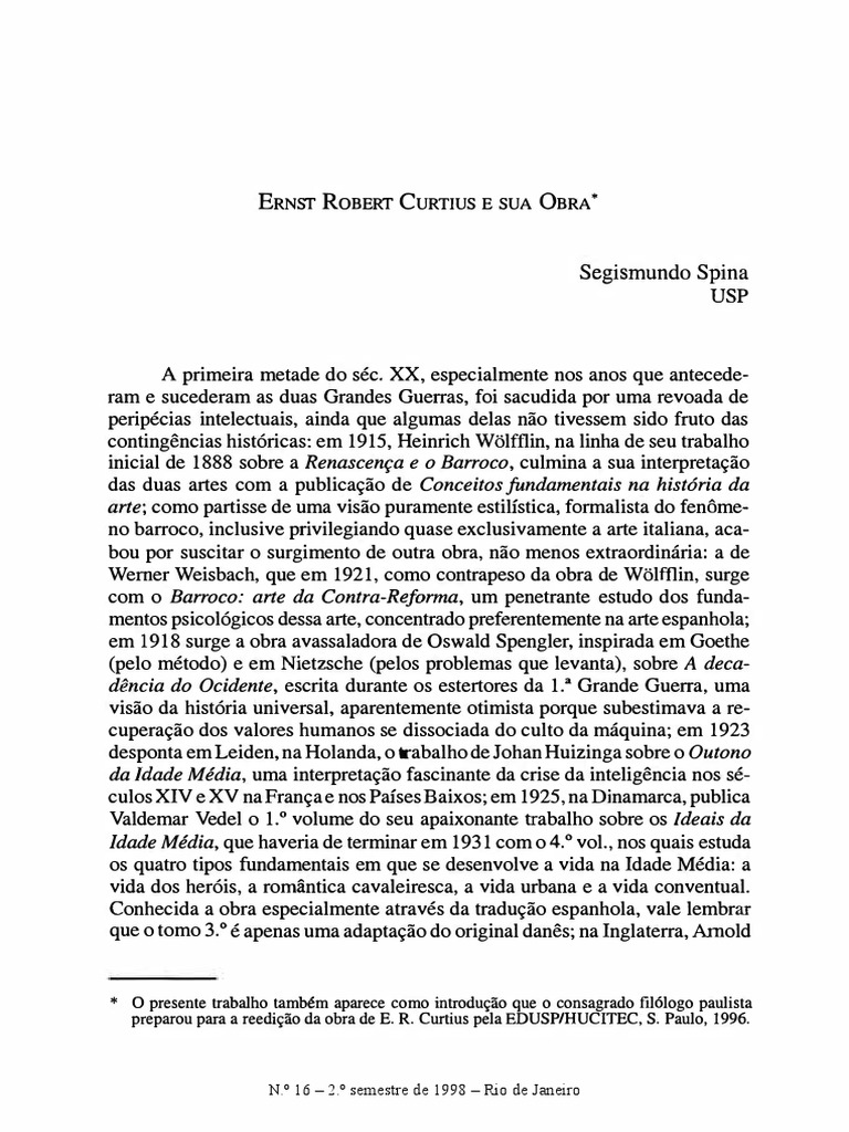 Ernst Robert Curtius e Sua Obra PDF