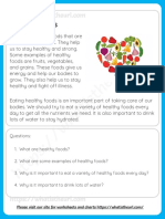 Healthy and Junk Foods Reading Comprehension For Grade 3