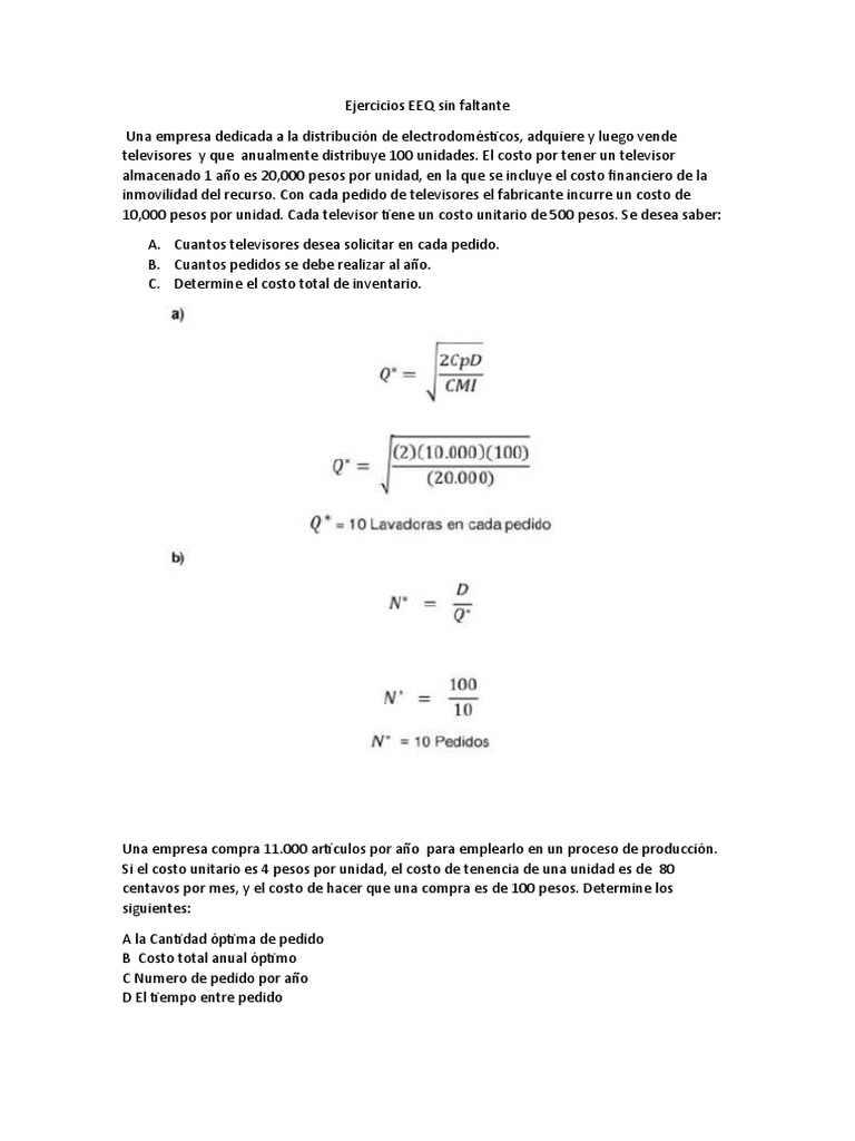 Ejercicios EEQ Sin Faltante2 | PDF