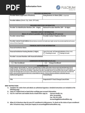 FulcrumDirectDepositEFTAuthorizationForm