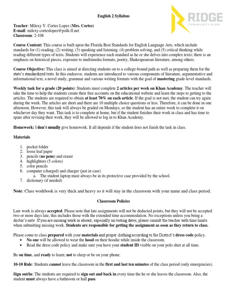 English+2+Syllabus | PDF
