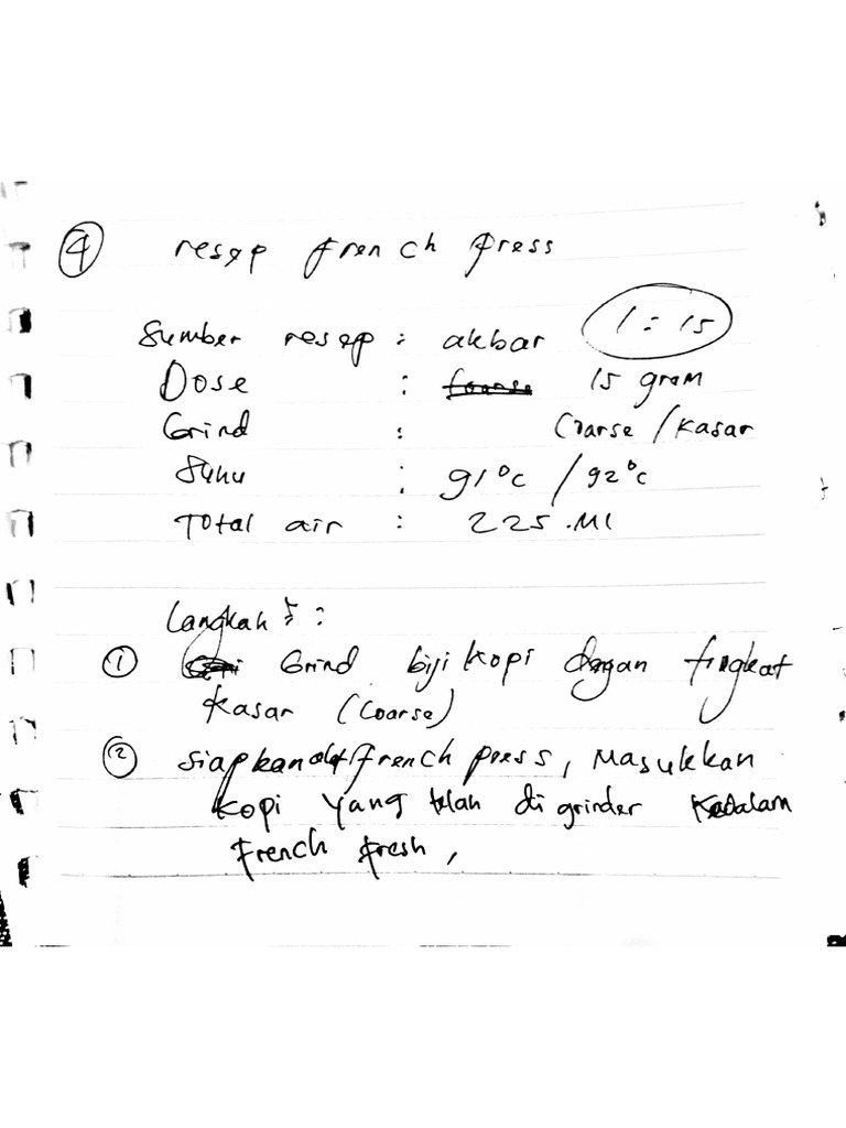 French Press recipe PDF