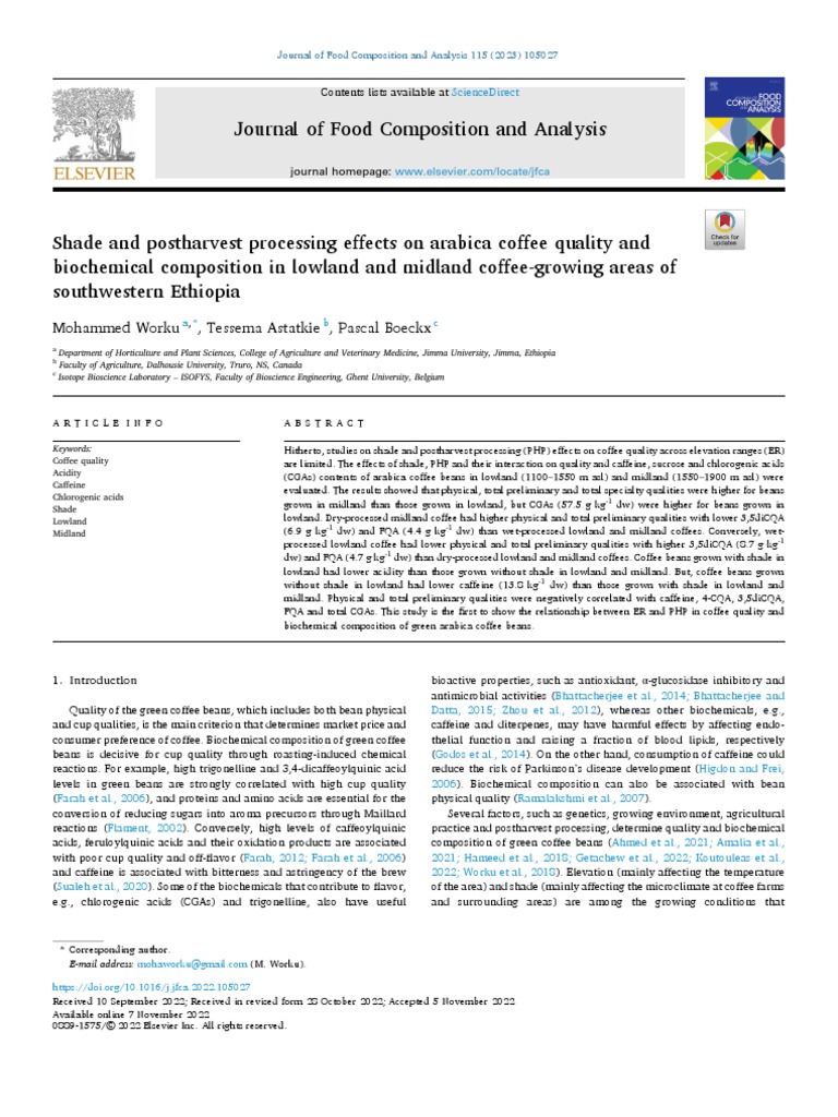 Journal of food composition and analysis mohammed worku tessema
