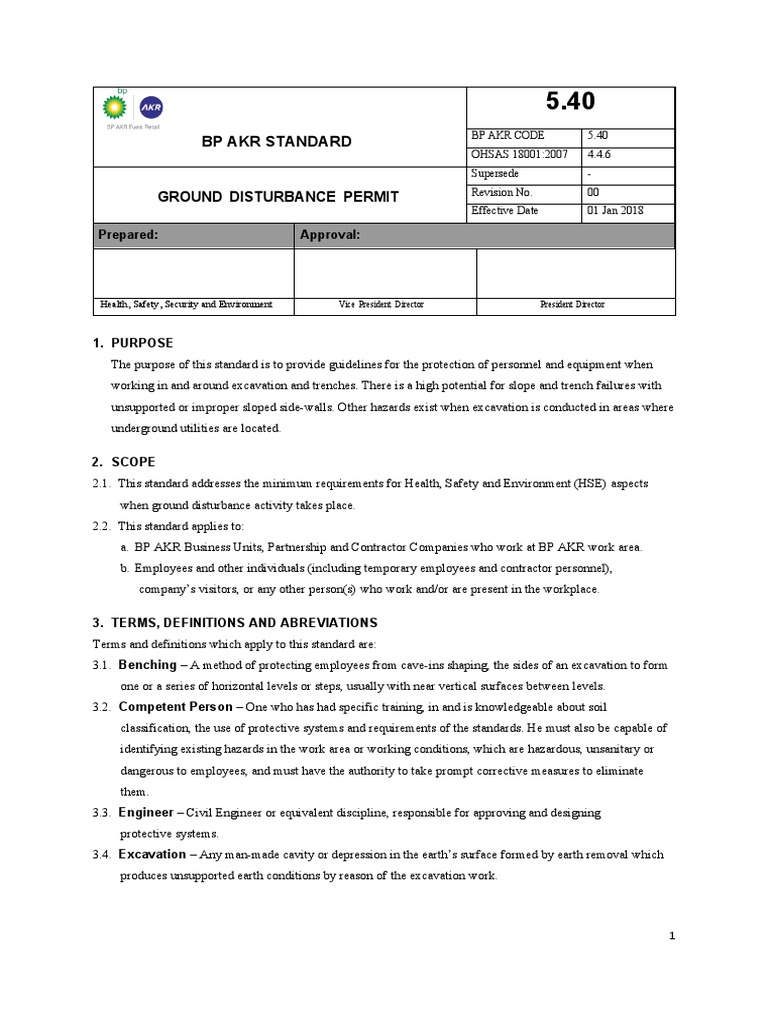 Standard Ground Disturbance | PDF