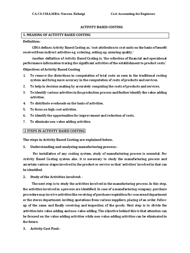 1) Activity Based Costing | PDF | Computers | Technology & Engineering