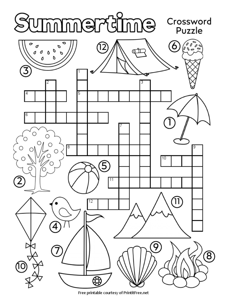 Summertime Crossword Puzzle PDF