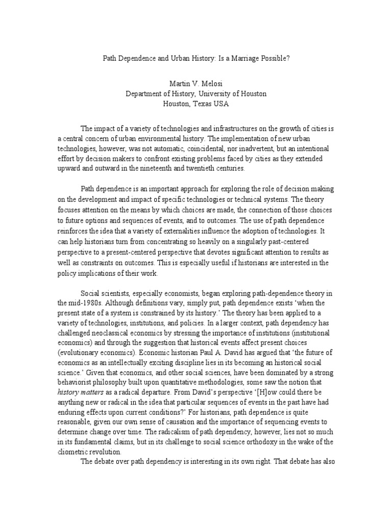 Martin Melosi, Path of Dependence | PDF