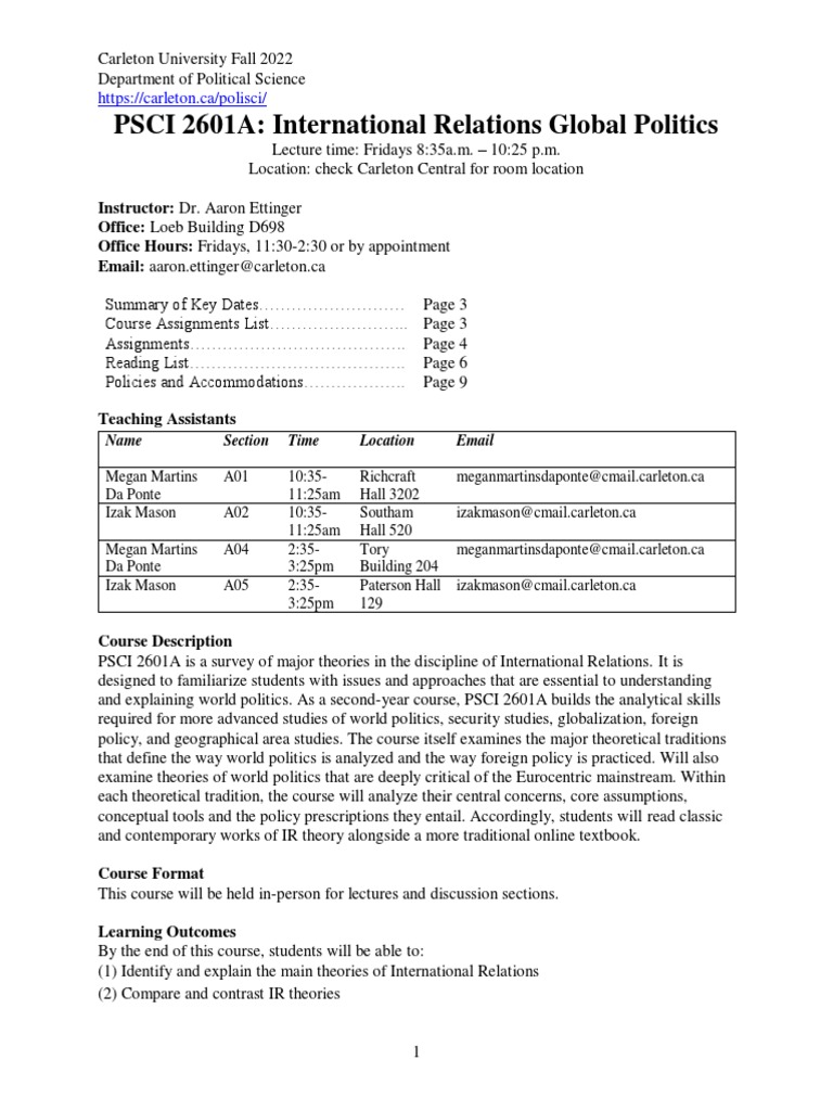 PSCI 2601A Course Overview and Details | PDF | Plagiarism ...