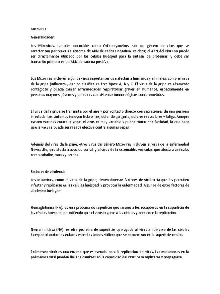 Características de los Mixovirus | PDF | Salud y bienestar