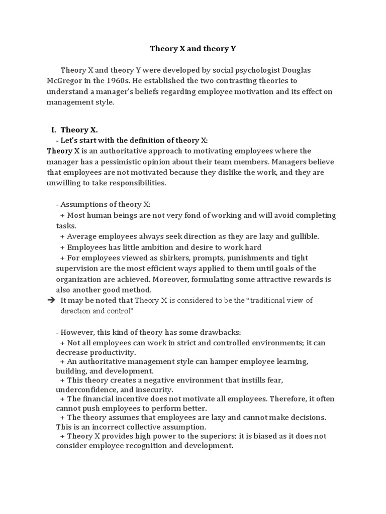 Theory X and Theory Y | PDF