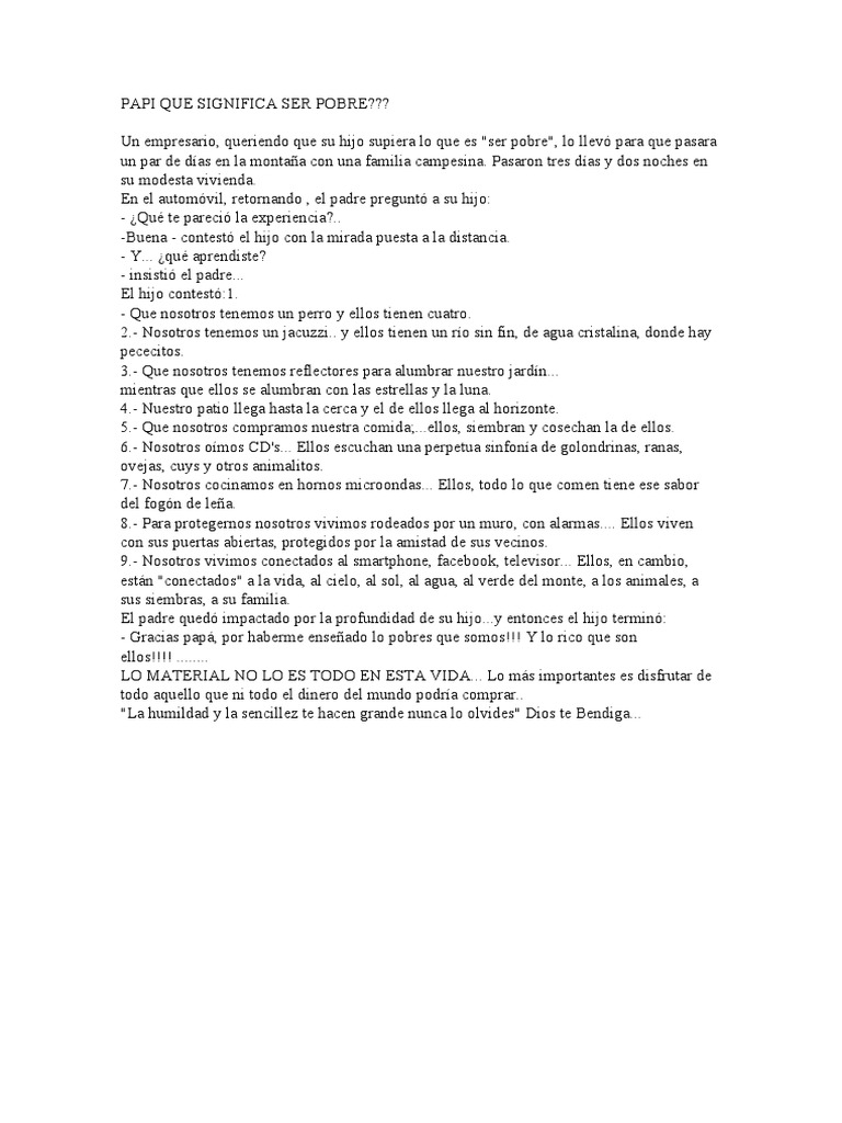 Papi Que Significa Ser Pobre | PDF