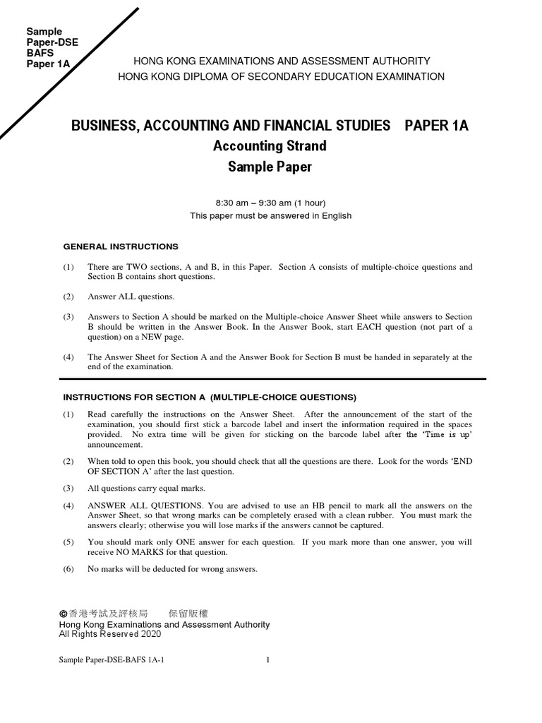SamplePaper 2025 BAFS E PDF Debits And Credits Money