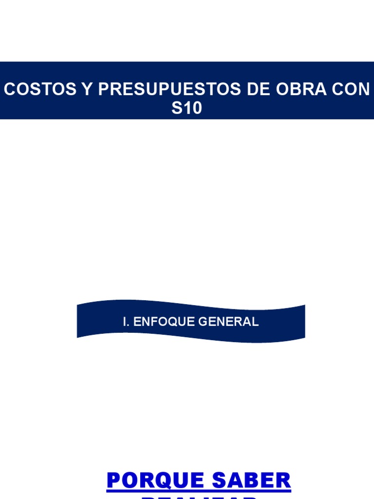 Costos y Presupuestos de Obras S10 | PDF
