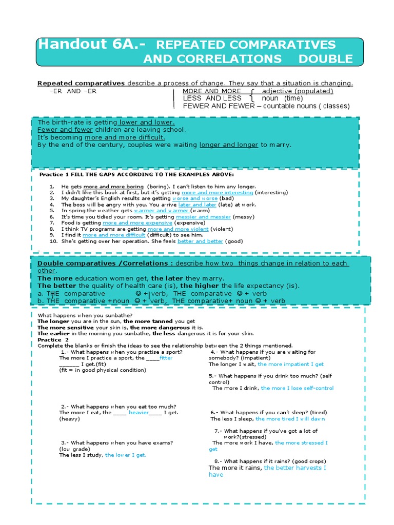 Repeated and Double Comparatives Guide | PDF