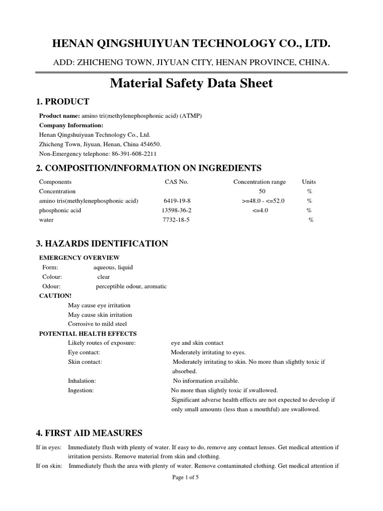 MSDS-ATMP Ex. Henan | PDF